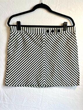 J. Crew Black & White Striped Mini Skirt 10